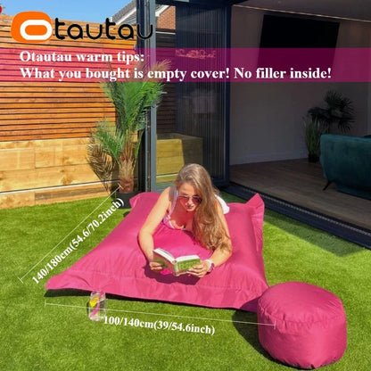 OTAUTAU Outdoor Bean Bag Pillowsac Cover Beach Swim Pool Floats Lounger Bed DD034【No Filler!Need To Buy Filler By Yourself !】