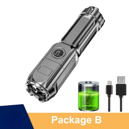 100000 Lumens Powerful LED Flashlight Rechargeable USB 18650 Waterproof Zoom Fishing Hunting Tactical Flashlight ABS Material
