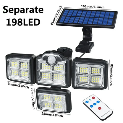 138/198/333/74 LED Solar Lights Outdoor Motion Sensor Human Induction Adjustable Head IP65 Waterproof Solar Power Wall Lamp