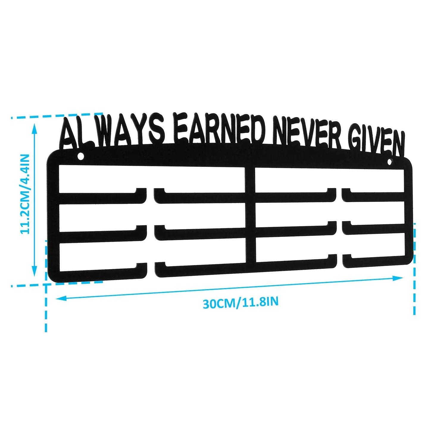 Medal Hanger Display Rack Wall Mount Metal Trophy Rack Ribbons Medals Display Hanger with Inspirational Words for Soccer Race