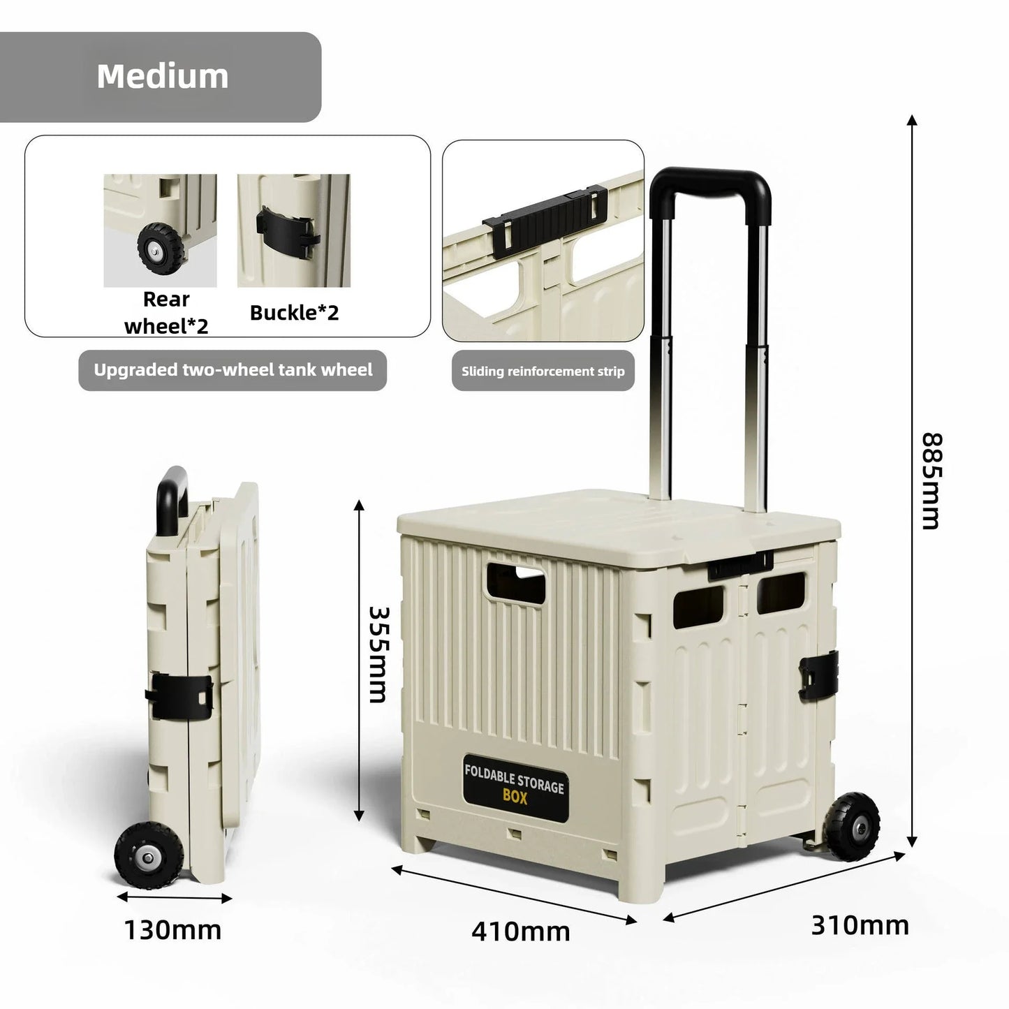 Household multi-functional shopping trolley, portable folding shopping trolley, trailer, camping, large-capacity storage box