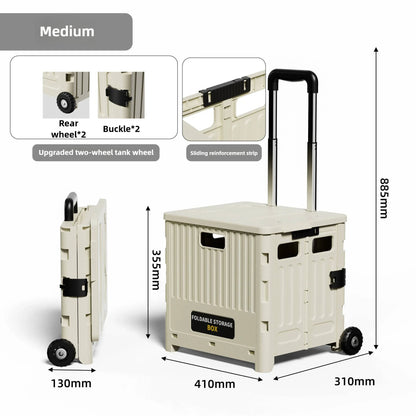 Household multi-functional shopping trolley, portable folding shopping trolley, trailer, camping, large-capacity storage box