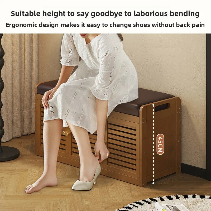 Shoe Cabinets Upholstered Soft Padded Shoe Bench Storage Seat Entryway Mudroom Ottoman Shoe Cabinet Dustproof Hidden Compartment