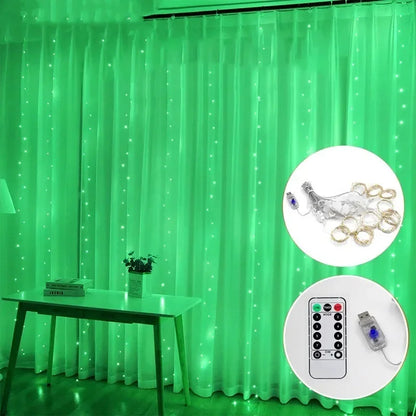 3M LED Curtain Garland Fairy String Lights Christmas Holiday Party Wedding Decoration USB Remote 8 Modes Waterfall Lighting