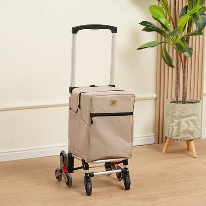 Aluminum pole hand pulled grocery cart, can climb stairs, supermarket shopping, foldable small cart, cargo luggage trolley