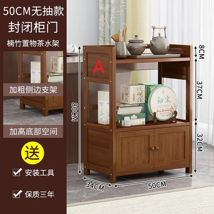 Bamboo tea table tea cabinet household multifunctional living room office tea set kitchen restaurant storage cabinet