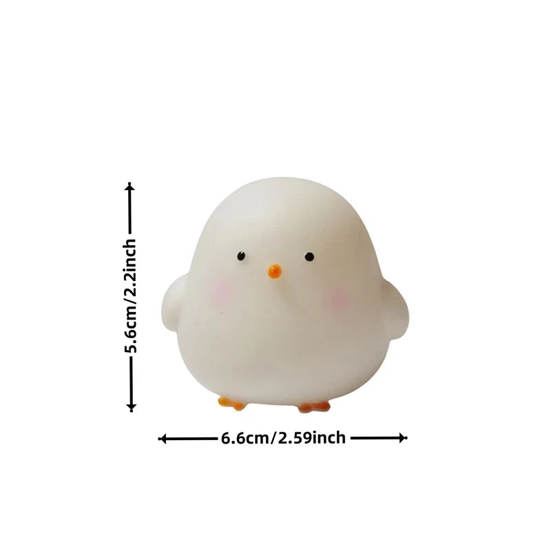 Silicone LED Bedside Night Light ABS Small Chicken Cute Desk Lamps Children's Room Bedrooms With button battery Deco Night Lamps