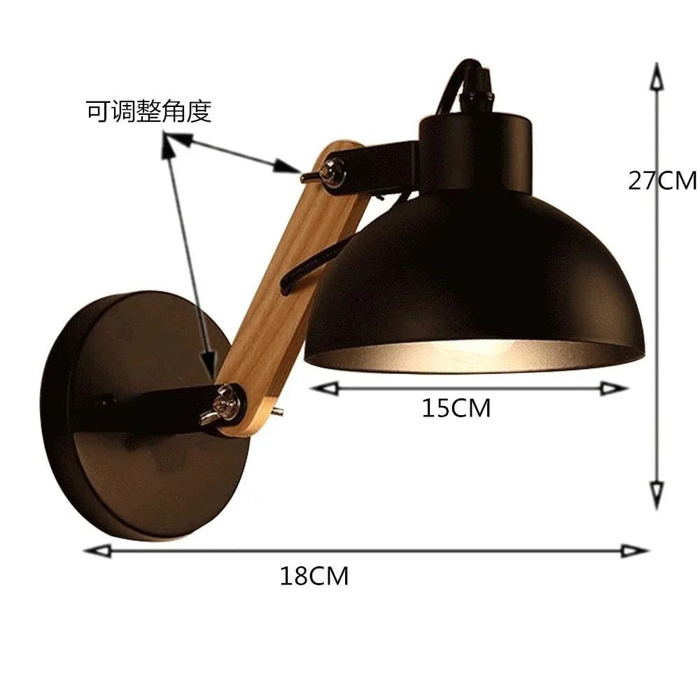 LED Wall Lamp Nordic Bedside Bedside Iron Wood Wall Lights Practical Adjustable Reading Study Lighting New Home Decors Sconces