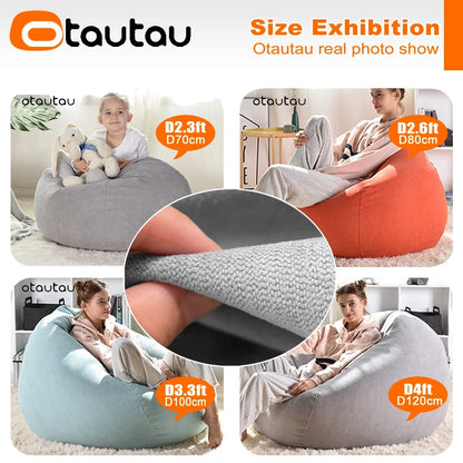 OTAUTAU Thick Waterproof Cotton Bean Bag Cover Without Filler Outdoor Pouf Chair Beanbag Puff Sofa Lounge Recliner Sac DD023