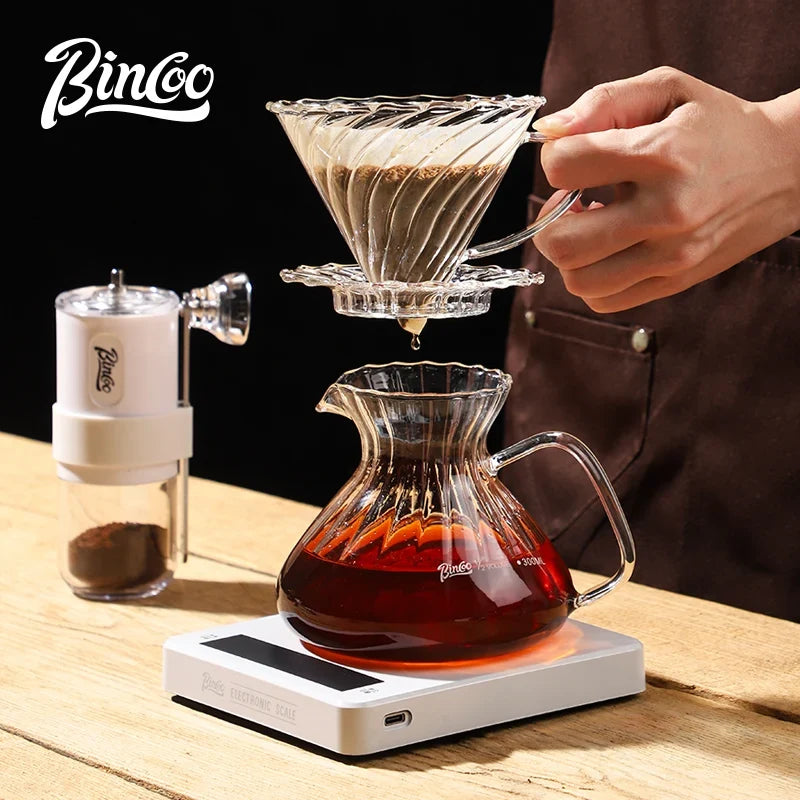 Bincoo 500ml / 600ml Glass Hand Drip Coffee Pot Carafe Share Pot Pour Over Coffee Server Drip Coffee Pot