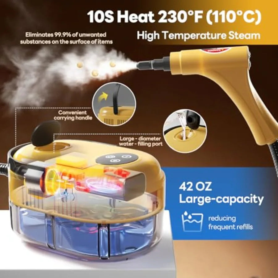 Handheld Steam Cleaner 10s Fast Handheld Heating Steamer for Cleaning 15-in-1 High Pressure Steam Cleaner for Home and Kitchen