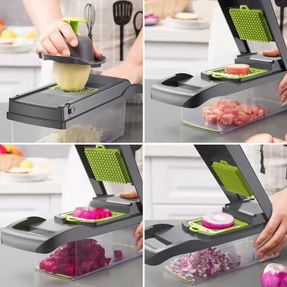 16pcs Multifunctional Vegetable Chopper Handle Food Grater Vegetable Slicer Dicer Kitchen Cutter Egg Liquid Separator Peeler