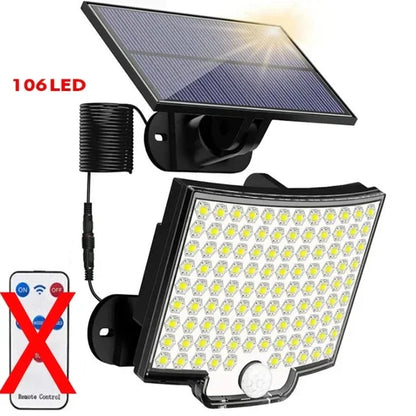 106 LED Solar Motion Light Outdoor Separate Panel Solar Flood Lights 4 Working Modes for Garden Garage Waterproof Wall Lights