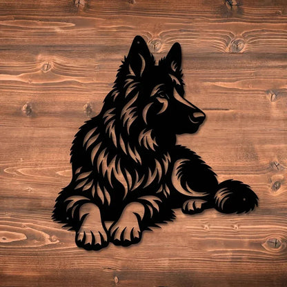 Artistic Metal German Shepherd Wall Art - Iron Silhouette Sculpture, Ideal for Outdoor Garden & Indoor Living Room Decor