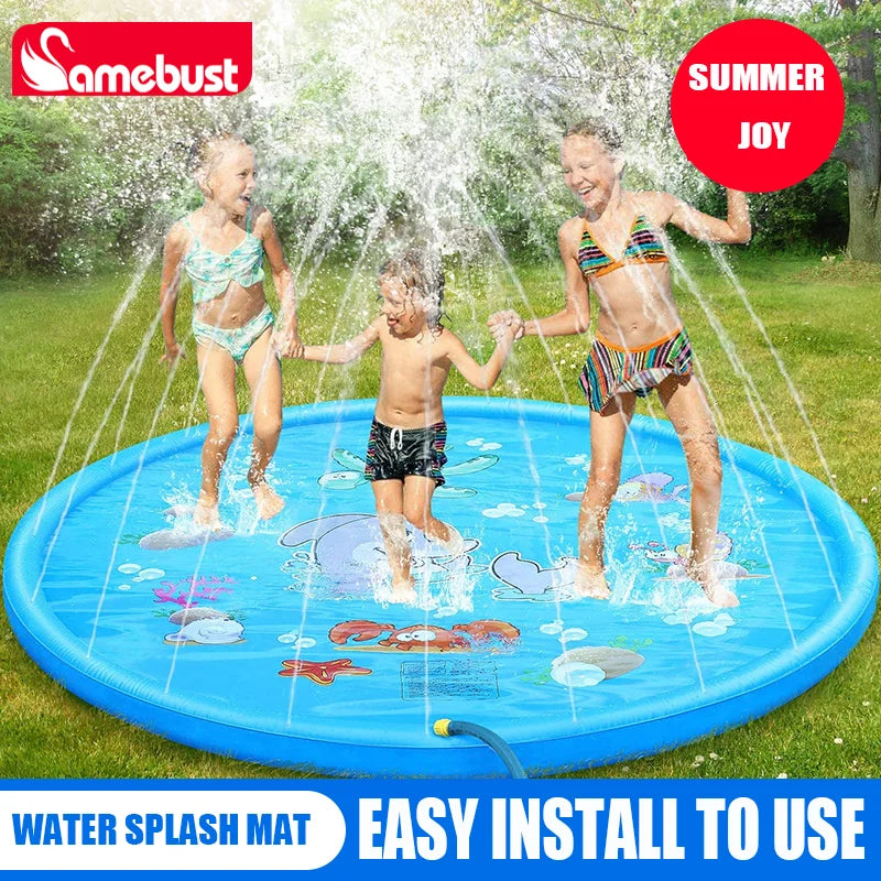 Children Play Spray Mat 100/170cm Beach Inflatable Water Sprinkler Pad Outdoor Game Toy Lawn Swimming Pool Mat Kids Toys