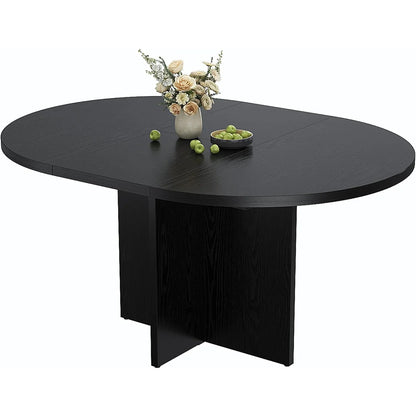 Extendable Round to Oval Dining Table For 4-8, Modern Expandable Kitchen Table With Removable Leaves, Space Saving Dinner Table