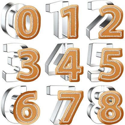 9PCS Number Cookie Cutters Set Birthday Numbers 0-8 Stainless Steel Cookie Cutters Shapes DIY Fondant Cutter Molds YY214