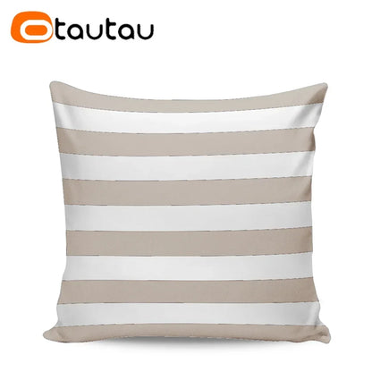 OTAUTAU Outdoor Sofa Cushion Cover Without Filler Swim Pool Beach Throw Pillowcase Soft Waterproof Stripe Oxford Pillow KD021