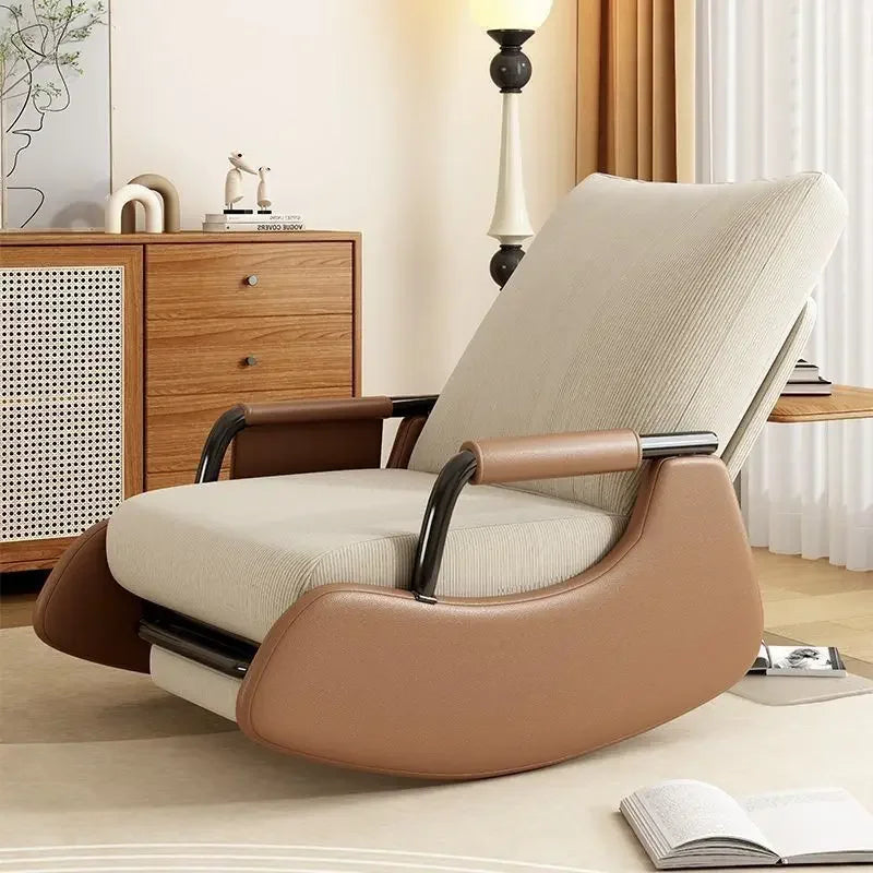Reclining chair lunch break folding lazy sofa chair adults can sit reclining office nap chair balcony household rocking chair