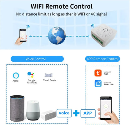 16A Wifi Mini Smart Switch Wireless DIY Light Switches 2 Way Control Breaker Work with Tuya Smart Life Alexa Google Home