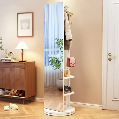 Solid wood dressing mirror full body mirror home rotatable fitting mirror floor mirror with hanger integrated bedroom mirror