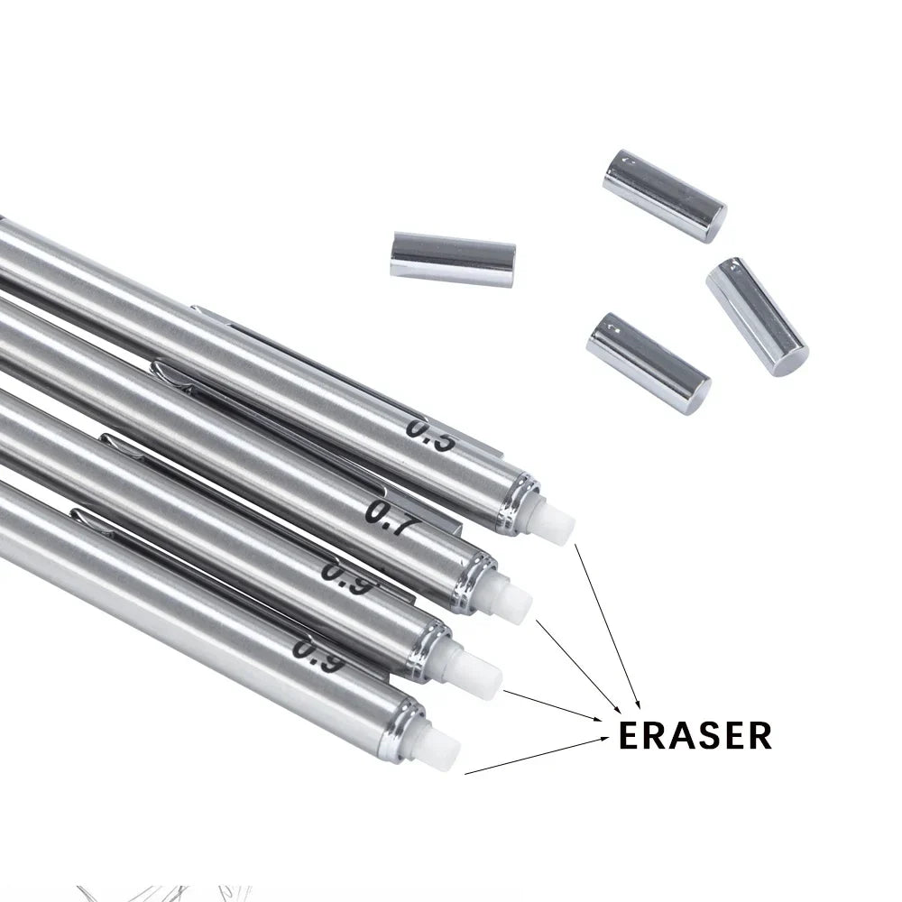 Metal Mechanical Pencil set with pencil grip Leads Art Drawing Student Office Supplies 0.5/0.7/0.9/2.0mm Automatic Pencil