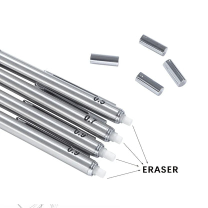 Metal Mechanical Pencil set with pencil grip Leads Art Drawing Student Office Supplies 0.5/0.7/0.9/2.0mm Automatic Pencil