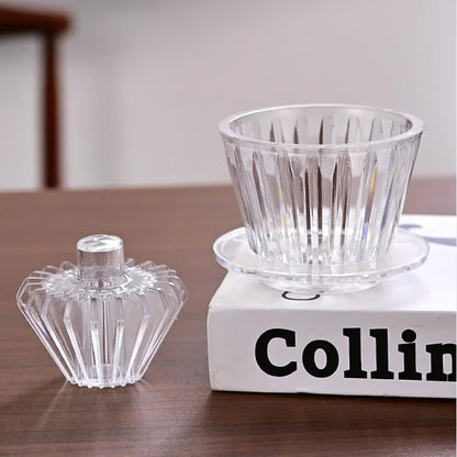 1-2Cups Coffee Dripper Crystal Eye Pour Over Coffee Filter Coffee Filter Cup Filter Papers Press Flat Bottom Increase Uniformity