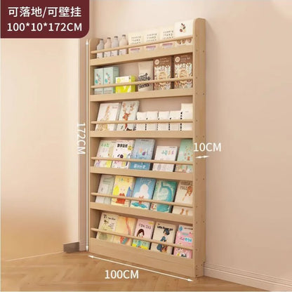 Corner storage rack, ultra-thin solid wood floor-standing bookcase, door back storage rack, narrow cabinet, wall-mounted childre