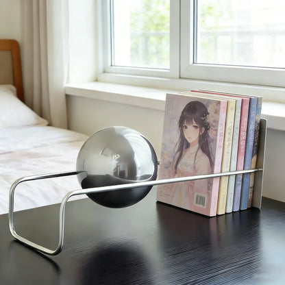 Modern Gravity Ball Book Holder – Bauhaus Mid-Century Desktop Organizer, Chic Magazine & Newspaper Rack, Stylish Office Desk