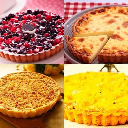 20-30cm Non-Stick Tart Quiche Flan Pan Molds Round Removable Loose Bottom Fluted Heavy Duty Pie Pizza Cake Baking Pan Bakeware