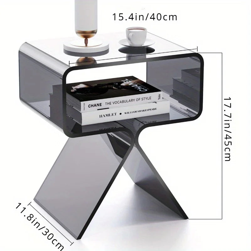 Modern Transparent Acrylic Bedside Table - Creative Side Table, Small Narrow End Table