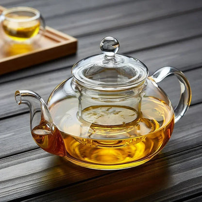 400/1000ml Glass Tea Pot Thickened Heat-Resistant Flower Tea Pot with Glass Heat-resistant Filter Brewing Glass Teaware