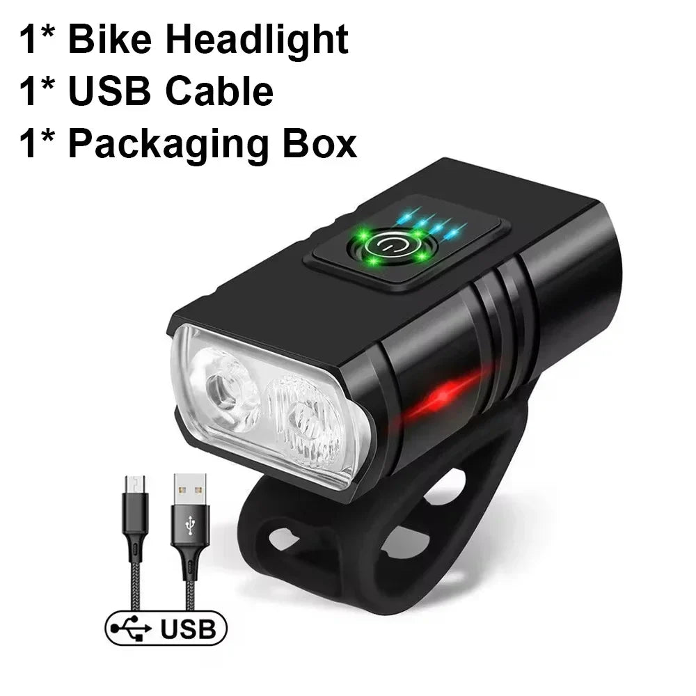 Bright Bicycle Light T6 LED Front USB Rechargeable MTB Mountain Bicycle Lamp 1000LM Bike Headlight Flashlight Cycling Scooter