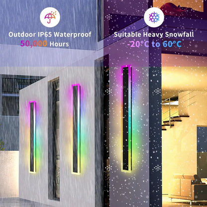 IP65 Waterproof LED Wall Light Outdoor RGB with Remote Control Indoor Dimmable Long Wall Lamp Balcony Entrance Porch Lighting