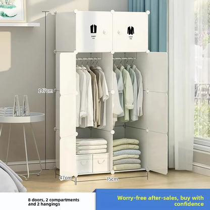 Portable Plastic Folding Wardrobe Closet Sturdy Durable Easy Assembly Clothes Storage Cabinet Bedroom Dorm Apartment Rental