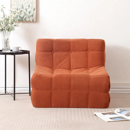 Plush Corduroy Full Sponge Floor Chair - Tufted Modular Lazy Sofa, Comfortable Accent Chair for Home Decor