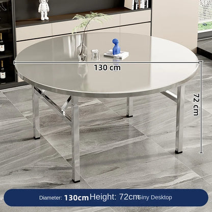Stainless steel folding round table, suitable for home use, small apartments, large food stalls, and street vendors.