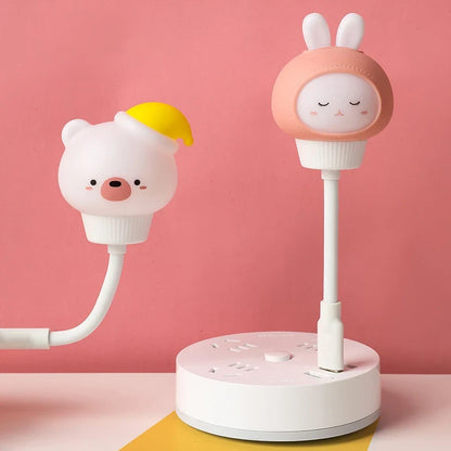 USB Night Light LED Cute Cartoon Night Lamp Bear Chick Kitten Remote Control for Baby Kid Bedroom Decoration Bedside Lamp