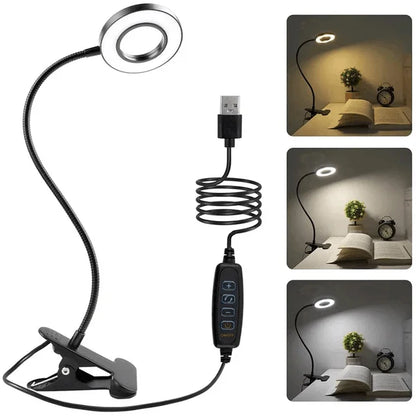 Flexible LED Vertical Lighting Desk Lamp Desktop Work Writing Lamp Bedroom Adjustable Clamping Bed Light Writing Reading Lamp