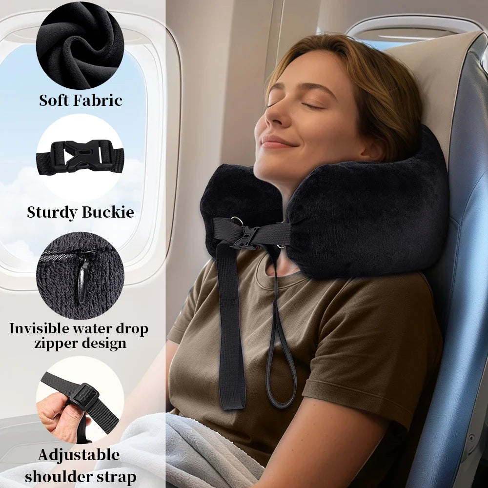 Comfortable Travel Pillow Adjustable U-Shaped Neck Pillow Washable Multi-Functional Fillable Portable Pillow Case for Airplane