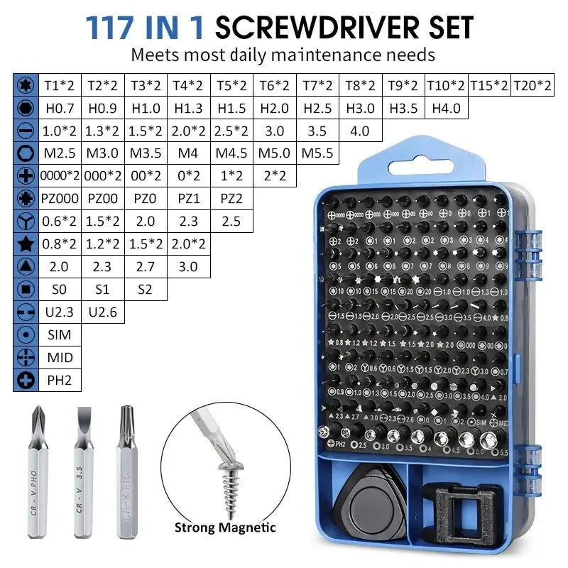 115 in 1 Professional Precision Screwdriver Set Magnetic Torx Hex Bits Repair Tool Kit for iPhone Xiaomi Mac PC Eyeglasses Watch