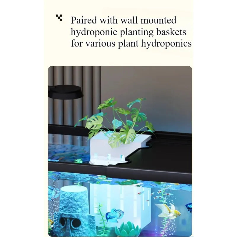 Fish tank living room new transparent filter oxygen generator desktop landscaping ornament with light strip ecological fish tank