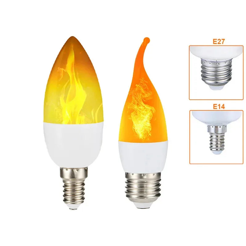 E14 LED Flame Light Bulbs 4 Modes Party LED Flame Effect Light Simulation Fire Lights Bulb Garden Decor Flickering Lamp