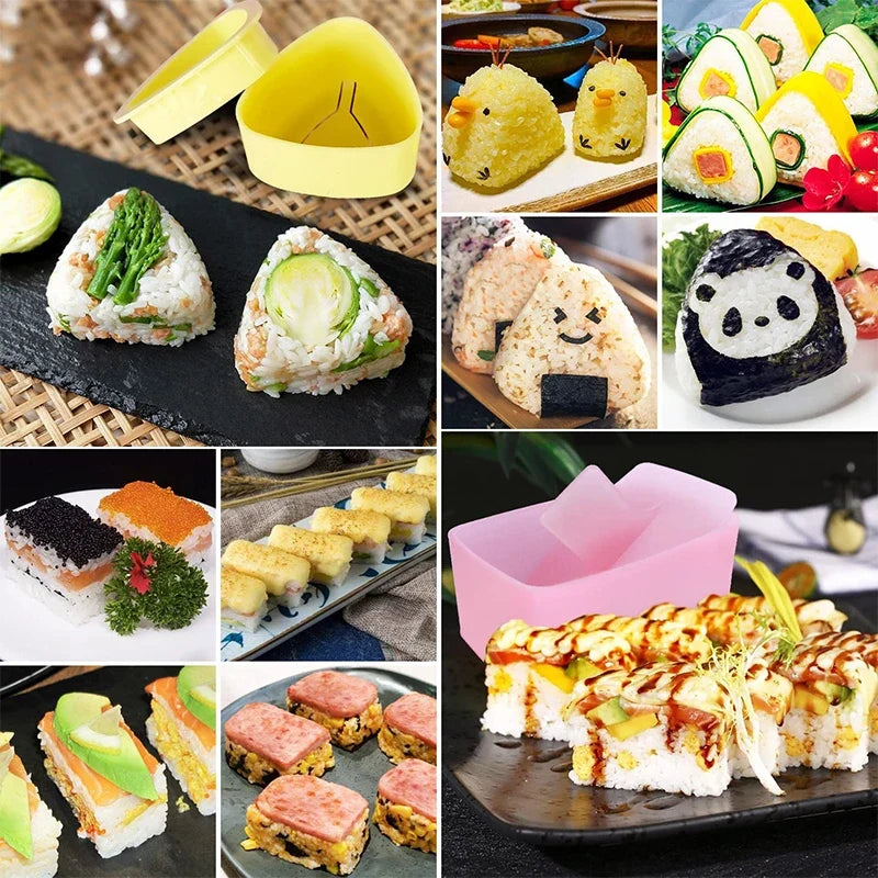 3 Pack Onigiri Sushi Maker Mold Kit Classic Triangle Rice Ball Mold Maker Sushi Mold Musubi Press Mold For Kid Lunch Bento YY180