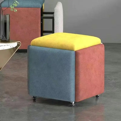 Multi-Functional Rubik's Cube Stool - 5-in-1 Storage Ottoman, Serves as Coffee Table, Dining & Shoe Bench, Nordic Style, silla