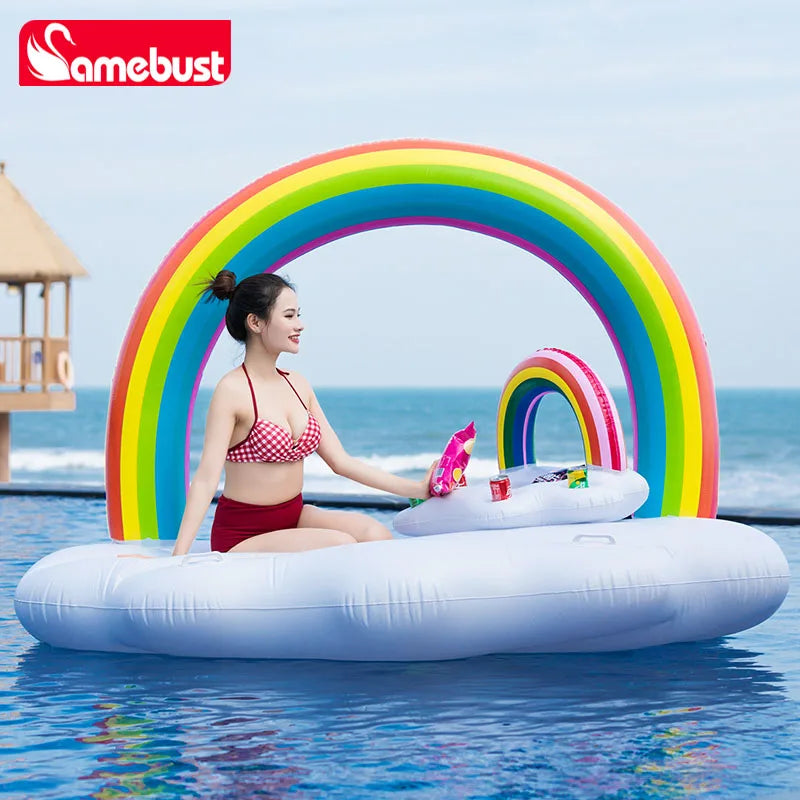 Camebust Inflatable Water Buoy Rainbow Arch Floating Rainbow Swimming Pool Float for Party Decoration