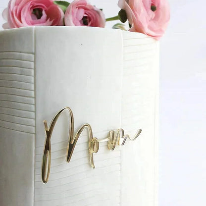 Happy Mothers Day birthday Cake Topper Gold Simple design Acrylic MOM Party Cake Toppers Mother's Day Gifts Dessert Decoration