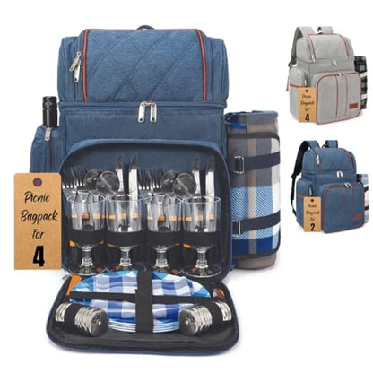 Picnic Backpack for Camping Picnic Basket for with Insulated Cooler Bag and Bottle Pouch Camping Gifts for Couples with Lightwe