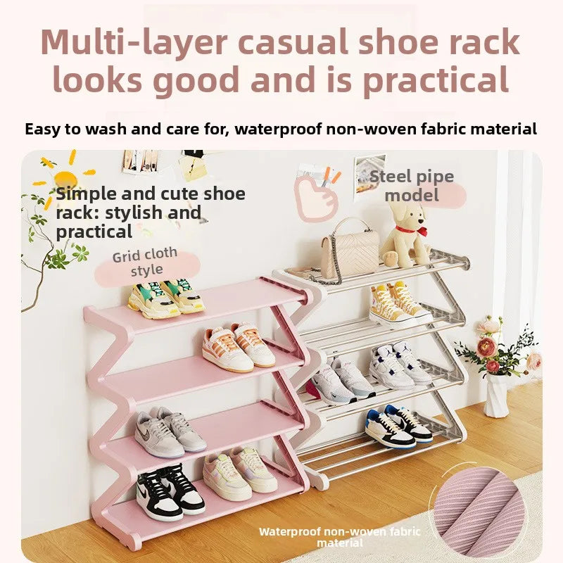 Simple shoe rack Multifunctional storage rack Multi-layer Z-shaped shoe rack Household dormitory shoe rack